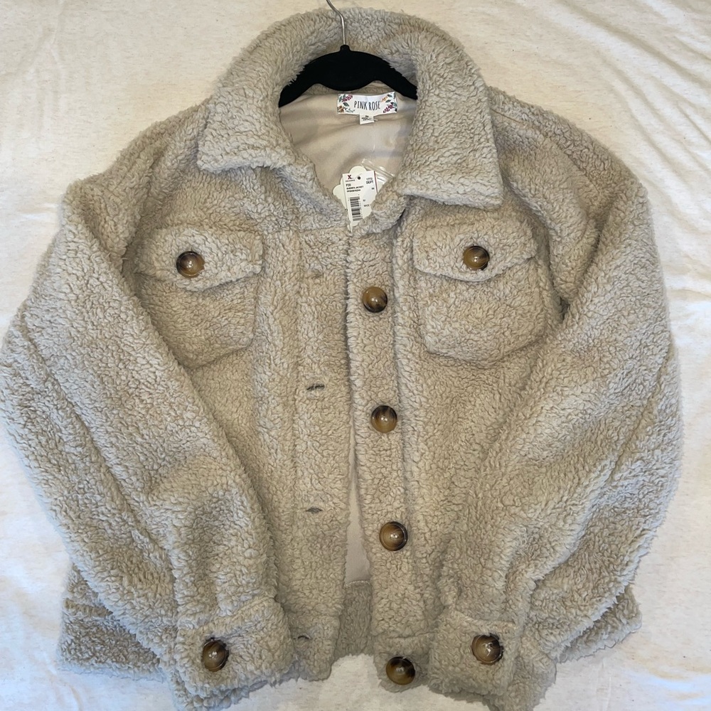 Oversized Teddy Button Up Jacket